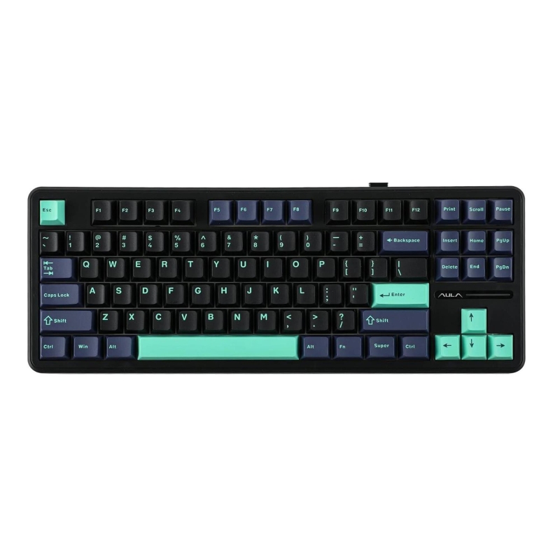 Aula F87 Mekanik RGB TKL GrayWood V4 Switch Kablosuz Makrolu Hot Swap Klavye Siyah - 1