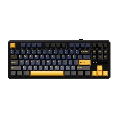 Aula F87 Mekanik RGB TKL GrayWood V3 Switch Kablosuz Makrolu Hot Swap Klavye Turuncu - Aula