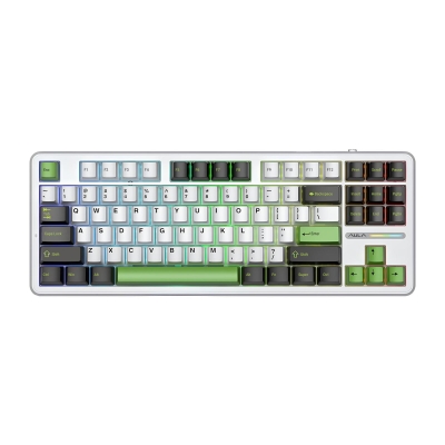 Aula F87 Mekanik RGB TKL GrayWood V3 Switch Kablosuz Makrolu Hot Swap Klavye Yeşil - Aula