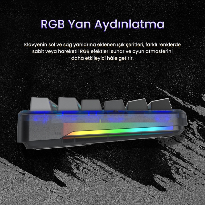 Aula F87 PRO Mekanik RGB TKL GrayWood V4 Switch Kablosuz Makrolu Hot Swap Klavye Gradyan Gri - 4