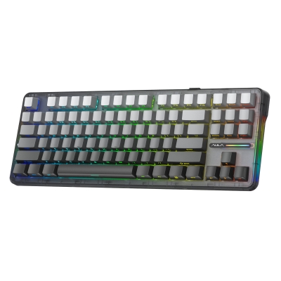 Aula F87 PRO Mekanik RGB TKL GrayWood V4 Switch Kablosuz Makrolu Hot Swap Klavye Gradyan Gri - Aula