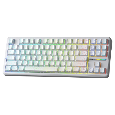 Aula F87 PRO Mekanik RGB TKL Kayhua İntelligent Switch Kablosuz Makrolu Hot Swap Klavye Desenli Beyaz - 7