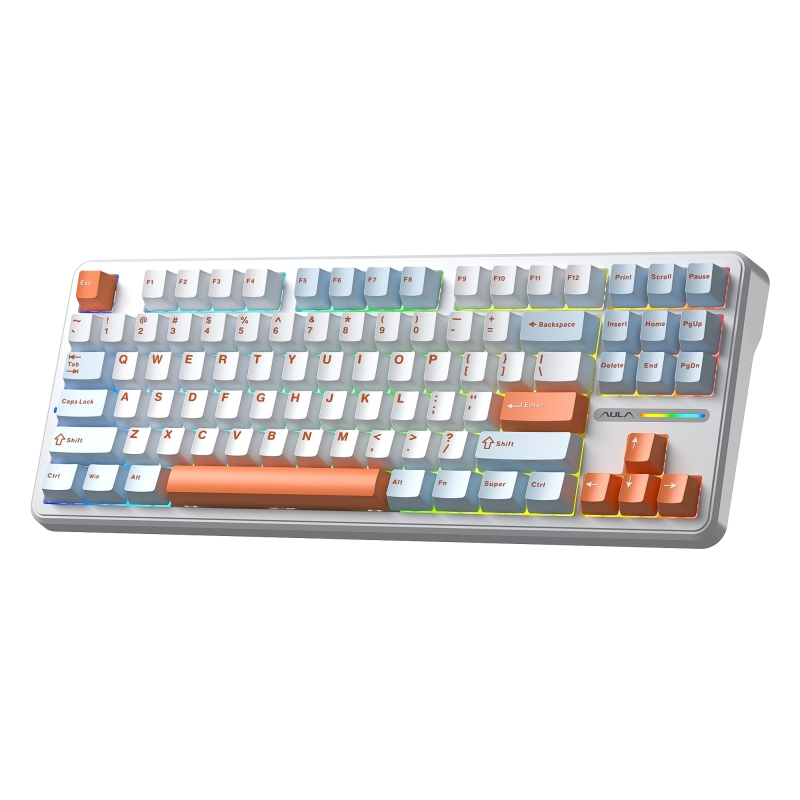 Aula F87 PRO Mekanik RGB TKL Nimbus V3 Switch Kablosuz Makrolu Hot Swap Klavye Turuncu - 1