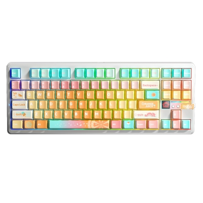 Aula F87 PRO V2 Mekanik RGB TKL Meteor Ice Cream Switch Kablosuz Makrolu Hot Swap Klavye Orange Juice - Aula