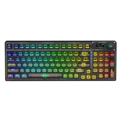 Aula F98 Pro OLED Ekranlı Makrolu Kablosuz RGB Hot-Swap Gasket Pre-Lubed Switch Mekanik Klavye - Aula