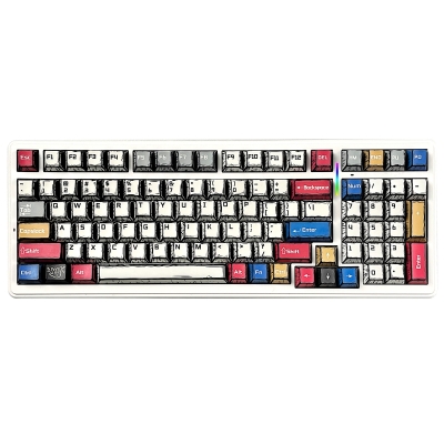 Aula F99 3 Modlu RGB Hot Swap Mekanik GrayWood V3 Switch Kablosuz Makrolu Klavye Comic - Aula