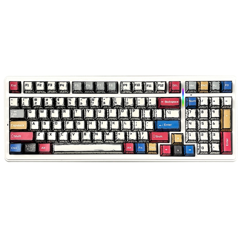 Aula F99 3 Modlu RGB Hot Swap Mekanik GrayWood V3 Switch Kablosuz Makrolu Klavye Comic - 1