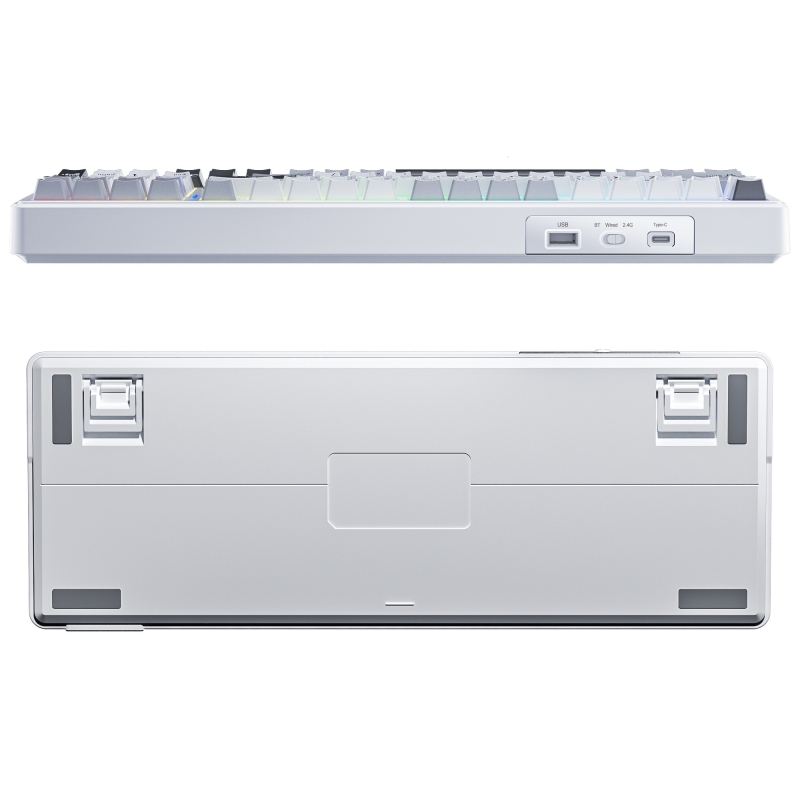 Aula F99 3 Modlu RGB Hot Swap Mekanik Linear GrayWood V3 Switch Kablosuz Makrolu Klavye Gri - 8