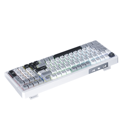 Aula F99 3 Modlu RGB Hot Swap Mekanik Linear GrayWood V3 Switch Kablosuz Makrolu Klavye Gri - 7