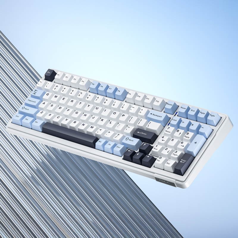 Aula F99 3 Modlu RGB Hot Swap Mekanik Linear GrayWood V3 Switch Kablosuz Makrolu Klavye Lacivert - 7