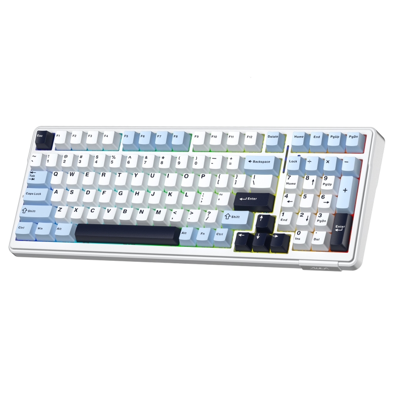 Aula F99 3 Modlu RGB Hot Swap Mekanik Linear GrayWood V3 Switch Kablosuz Makrolu Klavye Lacivert - 2