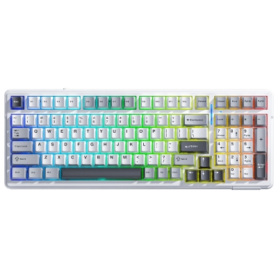 Aula F99 3 Modlu RGB Hot Swap Mekanik Reaper Switch Kablosuz Makrolu Klavye Gri - Aula
