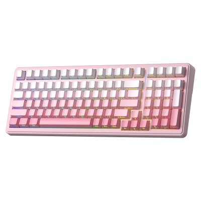 Aula F99 Mekanik RGB Dream Sakura Switch 3 Modlu Kablosuz Makrolu Hot Swap Klavye Gradyan Pembe - 8