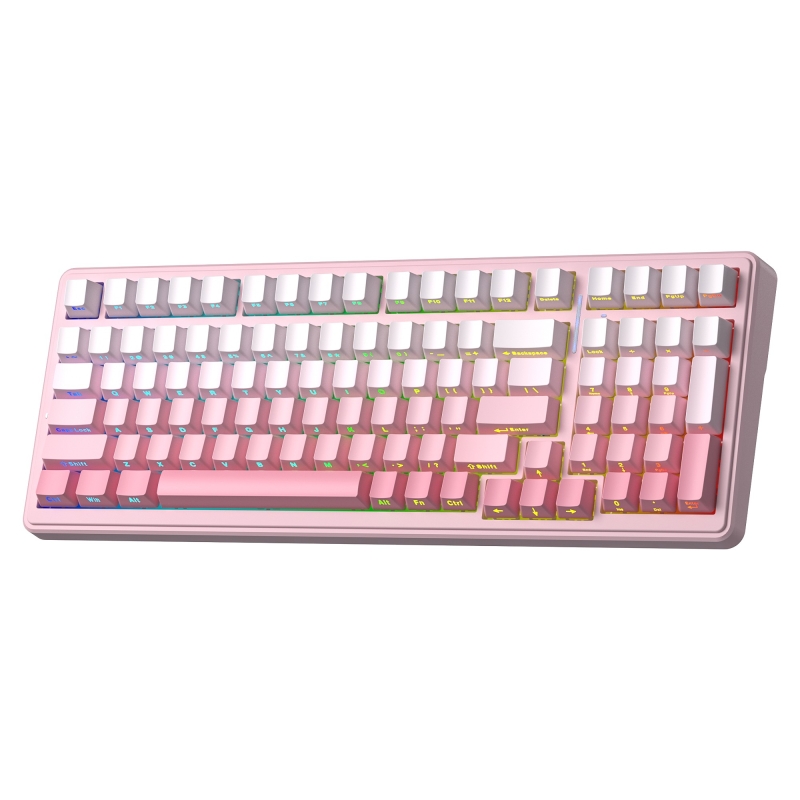 Aula F99 Mekanik RGB Dream Sakura Switch 3 Modlu Kablosuz Makrolu Hot Swap Klavye Gradyan Pembe - 8