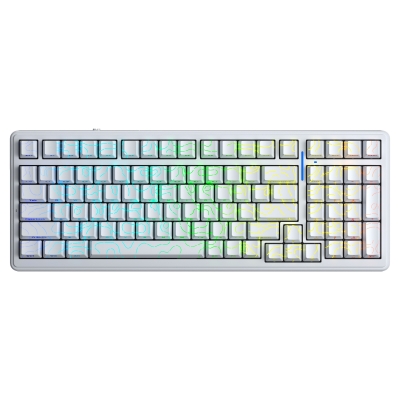 Aula F99 Mekanik RGB Star Vector Switch 3 Modlu Kablosuz Makrolu Hot Swap Klavye Desenli Beyaz - Aula