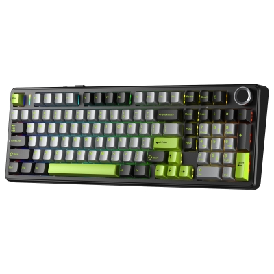 Aula F99 Pro 3 Modlu RGB Hot Swap Mekanik GrayWood V3 Switch Kablosuz Makrolu Klavye Yeşil - 9