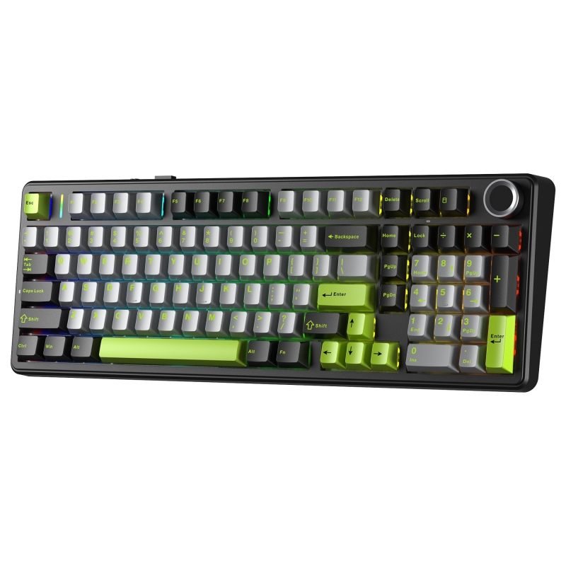 Aula F99 Pro 3 Modlu RGB Hot Swap Mekanik GrayWood V3 Switch Kablosuz Makrolu Klavye Yeşil - 9