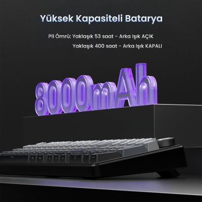 Aula F99 Pro 3 Modlu RGB Hot Swap Mekanik Nimbus V3 Switch Kablosuz Makrolu Klavye Gradyan Gri - 9