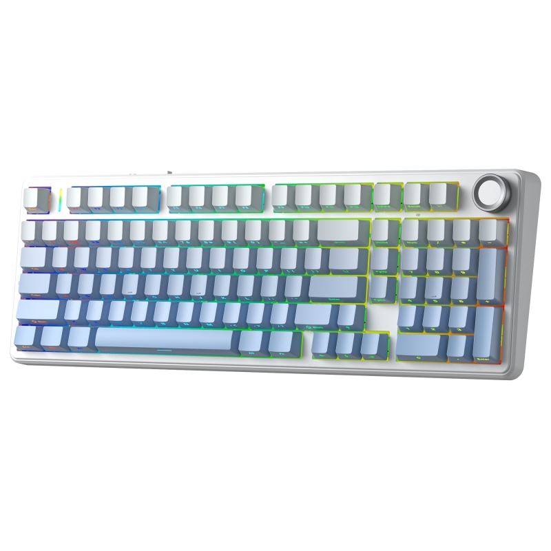 Aula F99 Pro 3 Modlu RGB Hot Swap Mekanik Nimbus V3 Switch Kablosuz Makrolu Klavye Gradyan Mavi - 8