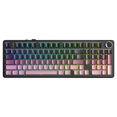 Aula F99 Pro 3 Modlu RGB Hot Swap Mekanik Reaper Switch Kablosuz Makrolu Klavye Gradyan Pembe - Aula