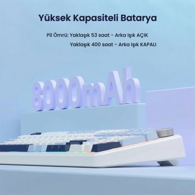 Aula F99 Pro 3 Modlu RGB Hot Swap Mekanik Star Vector Switch Kablosuz Makrolu Klavye Lacivert - 7