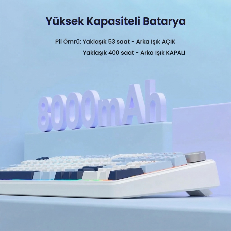 Aula F99 Pro 3 Modlu RGB Hot Swap Mekanik Star Vector Switch Kablosuz Makrolu Klavye Lacivert - 7