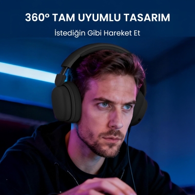 AULA G7 PRO Tri Mode Oyuncu Kulaklığı 7.1 Surround Ses RGB Işıklı Çıkartılabilir Mikrofonlu Kulak Üstü Gaming Kulaklık Pembe - 5