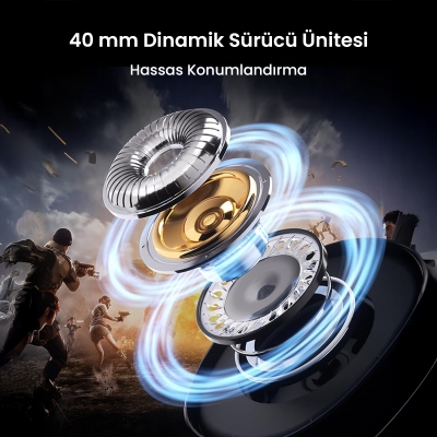 AULA G7 PRO Tri Mode Oyuncu Kulaklığı 7.1 Surround Ses RGB Işıklı Çıkartılabilir Mikrofonlu Kulak Üstü Gaming Kulaklık Pembe - 9