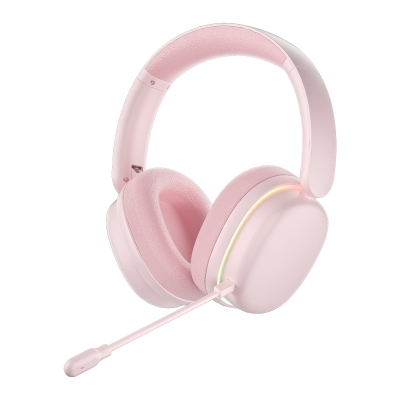 Aula G7 PRO Tri Mode Kablosuz RGB Gaming Mikrofonlu Oyuncu Kulaklığı 7.1 Surround Ses 40mm Driver Düşük Gecikme E-Spor Kulaklık Pembe - Aula