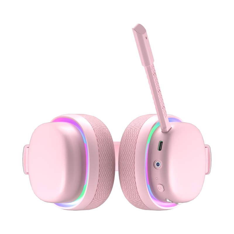 Aula G7 Tri Mode Kablosuz RGB Gaming Mikrofonlu Oyuncu Kulaklığı 40mm Driver Gürültü Engelleyici Mikrofonlu Kulaklık Pembe - 9