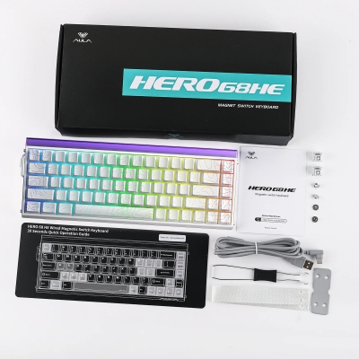 Aula Hero 68 He Manyetik Klavye Rapid Trigger Black King Switch 8000Hz RGB Neon TKL Hot Swap Oyuncu Klavyesi Desenli Beyaz - 9