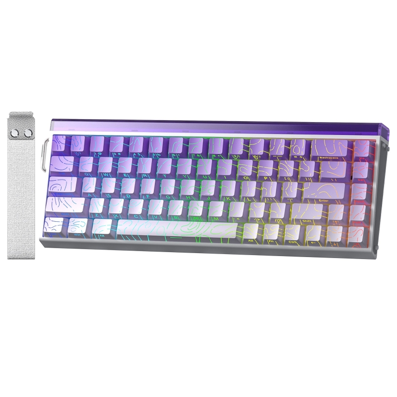 Aula Hero 68 He Manyetik Klavye Rapid Trigger Dragon King Switch 8000Hz RGB Neon TKL Hot Swap Oyuncu Klavyesi Mor - 1