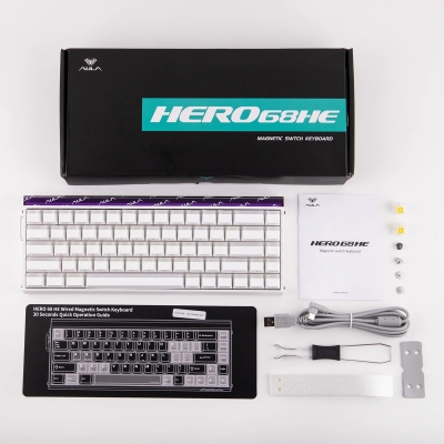 Aula Hero 68 He Manyetik Klavye Rapid Trigger Jade King Switch 8000Hz RGB Neon TKL Hot Swap Oyuncu Klavyesi Beyaz - 9