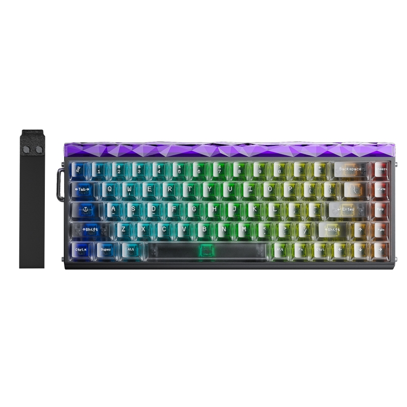 Aula Hero 68 He Manyetik Klavye Rapid Trigger Jade King Switch 8000Hz RGB Neon TKL Hot Swap Oyuncu Klavyesi Şeffaf Siyah - 1