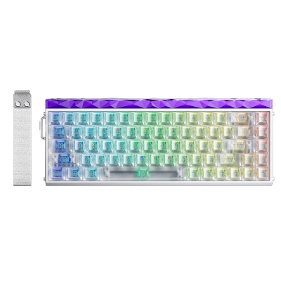 Aula Hero 68 He Manyetik Klavye Rapid Trigger Silver Switch 8000Hz RGB Neon TKL Hot Swap Oyuncu Klavyesi Şeffaf - Aula
