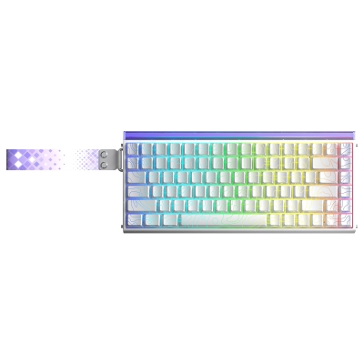 Aula Hero 84 He Manyetik Klavye Rapid Trigger Black King Switch 8000Hz RGB Neon TKL Hot Swap Oyuncu Klavyesi Desenli Beyaz - 7