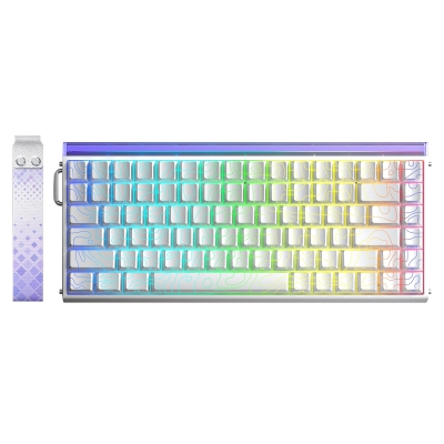 Aula Hero 84 He Manyetik Klavye Rapid Trigger Black King Switch 8000Hz RGB Neon TKL Hot Swap Oyuncu Klavyesi Desenli Beyaz - Aula