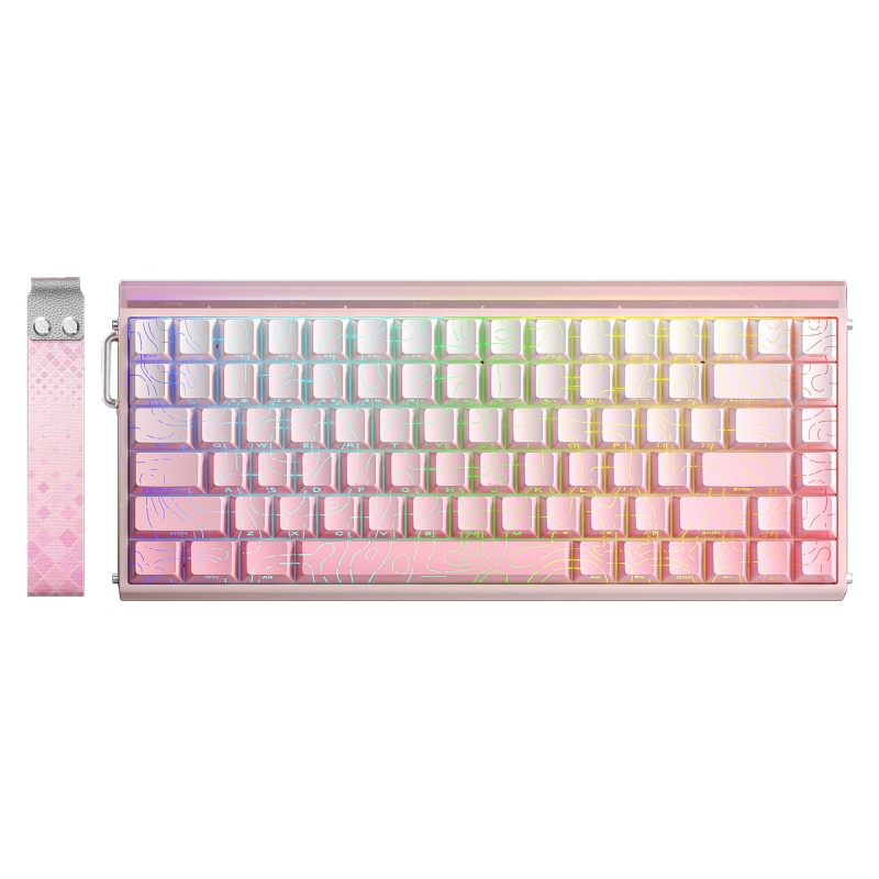 Aula Hero 84 He Manyetik Klavye Rapid Trigger Dragon King Switch 8000Hz RGB Neon TKL Hot Swap Oyuncu Klavyesi Pembe - 1