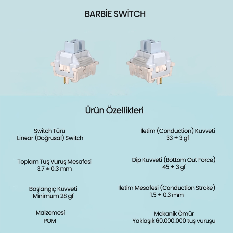 Aula Leobog Barbie Lineer Mekanik Switch 100 Adet - 2