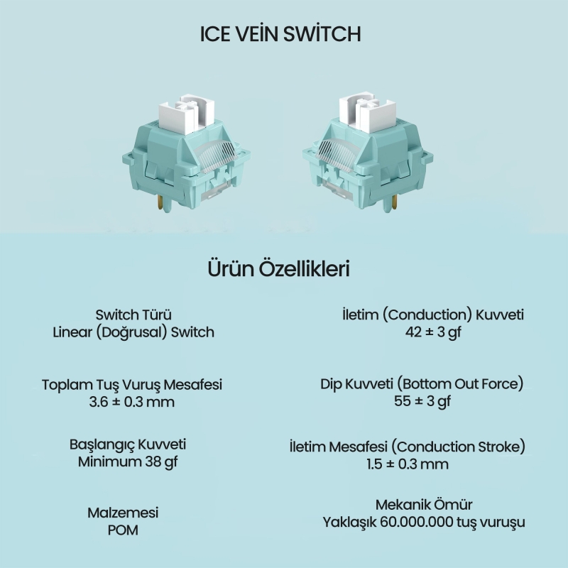 Aula Leobog Ice Vein Lineer Mekanik Switch 100 Adet - 2