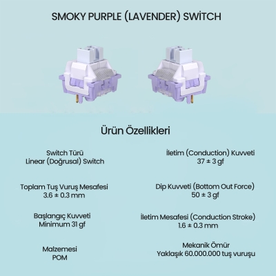 Aula Leobog Lavender Lineer Mekanik Switch 100 Adet - 2