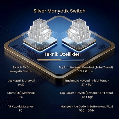 Aula Leobog Silver Manyetik Switch 20 Adet - 2