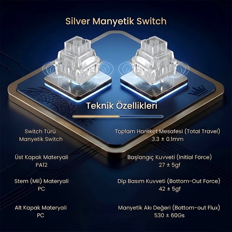 Aula Leobog Silver Manyetik Switch 20 Adet - 2