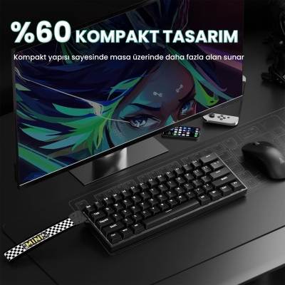 Aula Mini 60 He Hall Effect Manyetik Klavye Rapid Trigger Stromrise Switch 8000Hz TKL Hot Swap Oyuncu Klavyesi Siyah - 6
