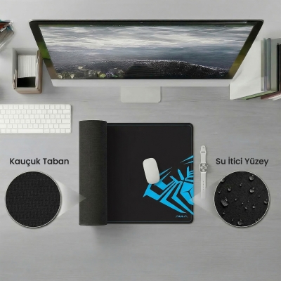 Aula MP-XL 90x40cm Kaymaz Tabanlı Gaming Oyuncu Mousepad Siyah - 2