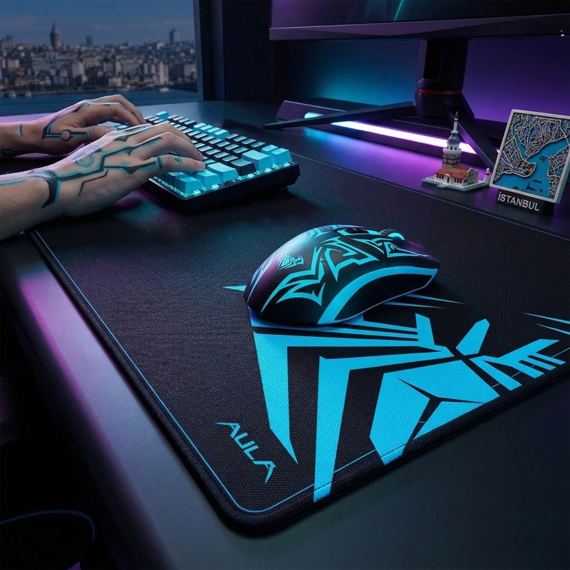 Aula MP-XL 90x40cm Kaymaz Tabanlı Gaming Oyuncu Mousepad Siyah - 5