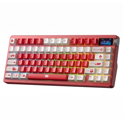 Aula Nova75 Mekanik RGB Klavye TKL Meteor Ice Cream Switch Tri Mode Kablosuz Makrolu Hot Swap Gaming Oyuncu Klavyesi Kırmızı - Aula