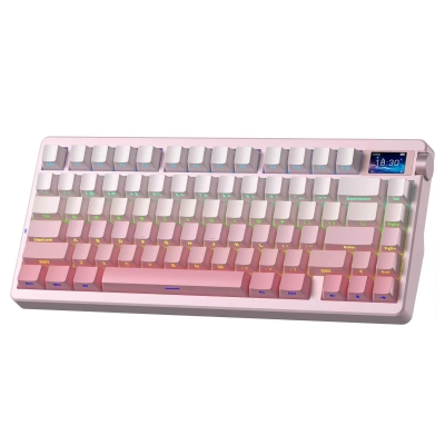 Aula Nova75 Mekanik RGB Klavye TKL Strawberry Mint Switch Tri Mode Kablosuz Makrolu Hot Swap Gaming Oyuncu Klavyesi Gradyan Pembe - Aula