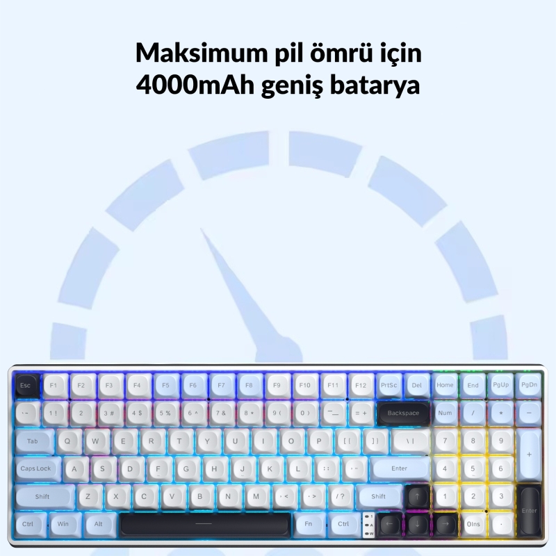 Aula S100 Pro Brown Switch How Swap RGB Mekanik Klavye Bluetooth Kablolu Kablosuz Bağlantı Buz Mavisi - 2