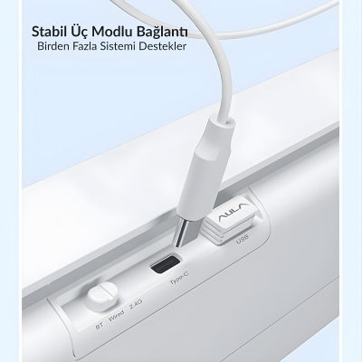 Aula S100 Pro Brown Switch How Swap RGB Mekanik Klavye Bluetooth Kablolu Kablosuz Bağlantı Buz Mavisi - 6